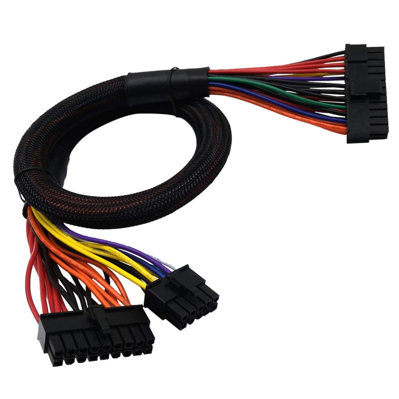 COMeap 24 Pin ATX Cable for Corsair AX Series and Seasonic PSUs, 18 Pin + 10 Pin to 24 Pin ATX PSU Power Adapter Sleeved 24.8-inch(63cm) - Image 1